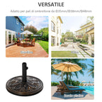Round Umbrella Base Ø48x34 cm in 13kg Plastic for Ø35/38/48 mm Poles, Bronze - Borge' Group Limited