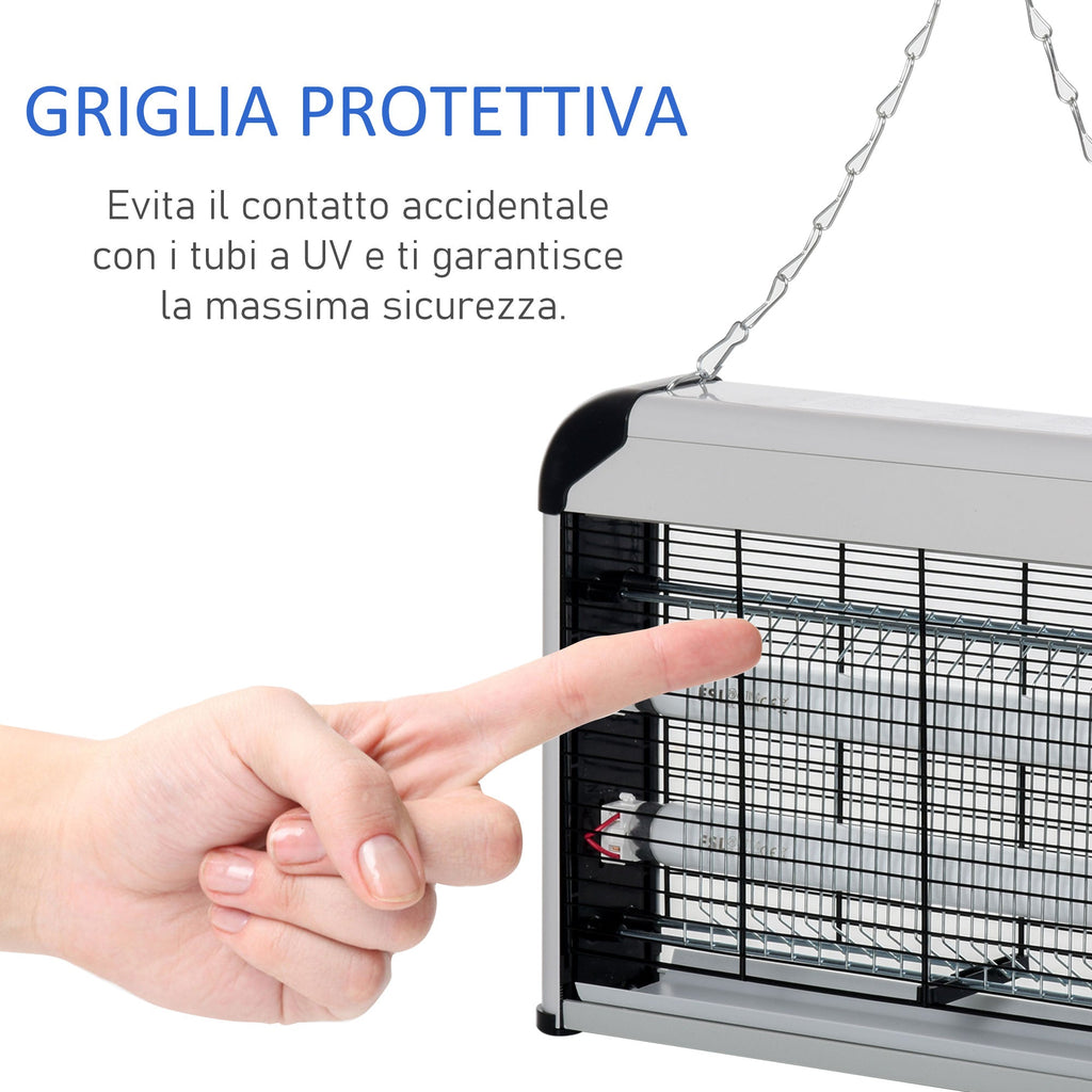 Outdoor and Indoor Electric Insect Killer with UV Mosquito Lamp for 60m², 30W Electric Mosquito Killer, Black and Silver - Borge' Group Limited