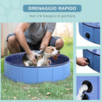 Foldable Plastic Dog Pool with Stable Edge for Pets, Ø80 x 20 cm, Blue - Borge' Group Limited