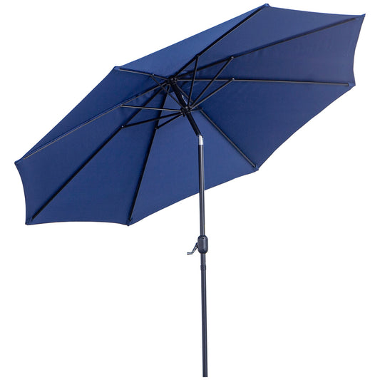 Outsunny Garden umbrella Ø2.95m with crank and tilted with removable pole, metal and blue polyester - Borgè