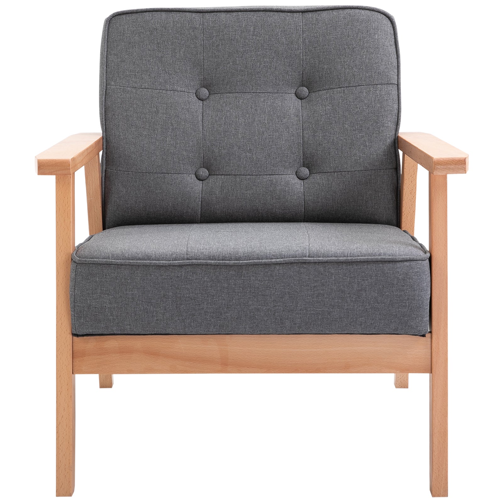 Retro Nordic style armchair with light Grey linen coating - Borgè