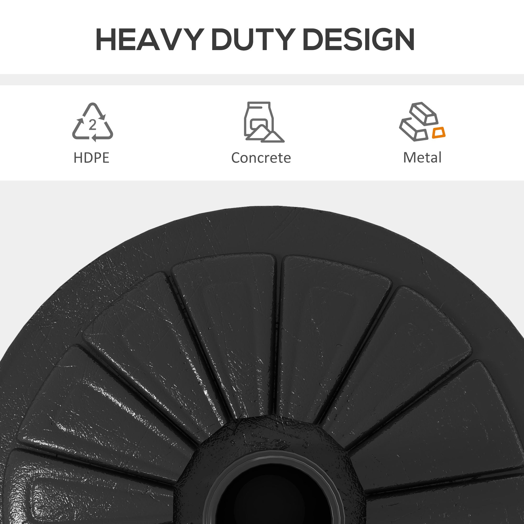 Ã˜43cm 13kg concrete Ã˜43cm round umbrella base for 38mm and 48mm poles, black, black - Borgè