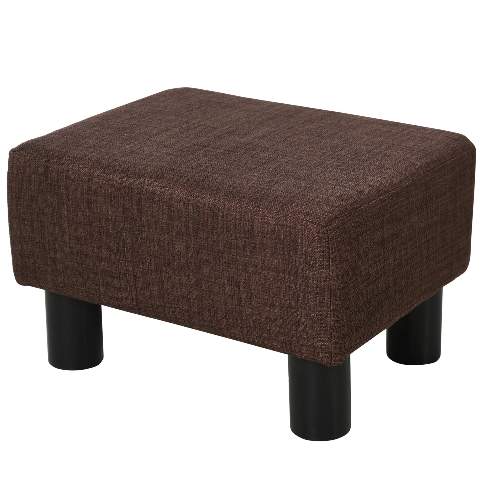 Dark Brown Linen Padded Pouf | 40x30x24cm - Borgè