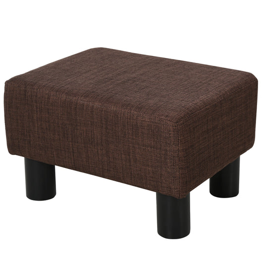 Dark Brown Linen Padded Pouf | 40x30x24cm