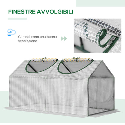 Outsunny Mini Garden greenhouse with 2 roller shutters and pear covers, 119x60x60cm, white - Borgè