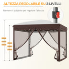 3x3m Garden Gazebo with Mosquito Net and Carry Bag with Wheels, Cream - Borge' Group Limited