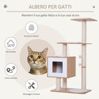 Wooden Cat Tree for cats with Scratch Pole 120cm | 71.5x49.5x120cm Wood, White - Borgè