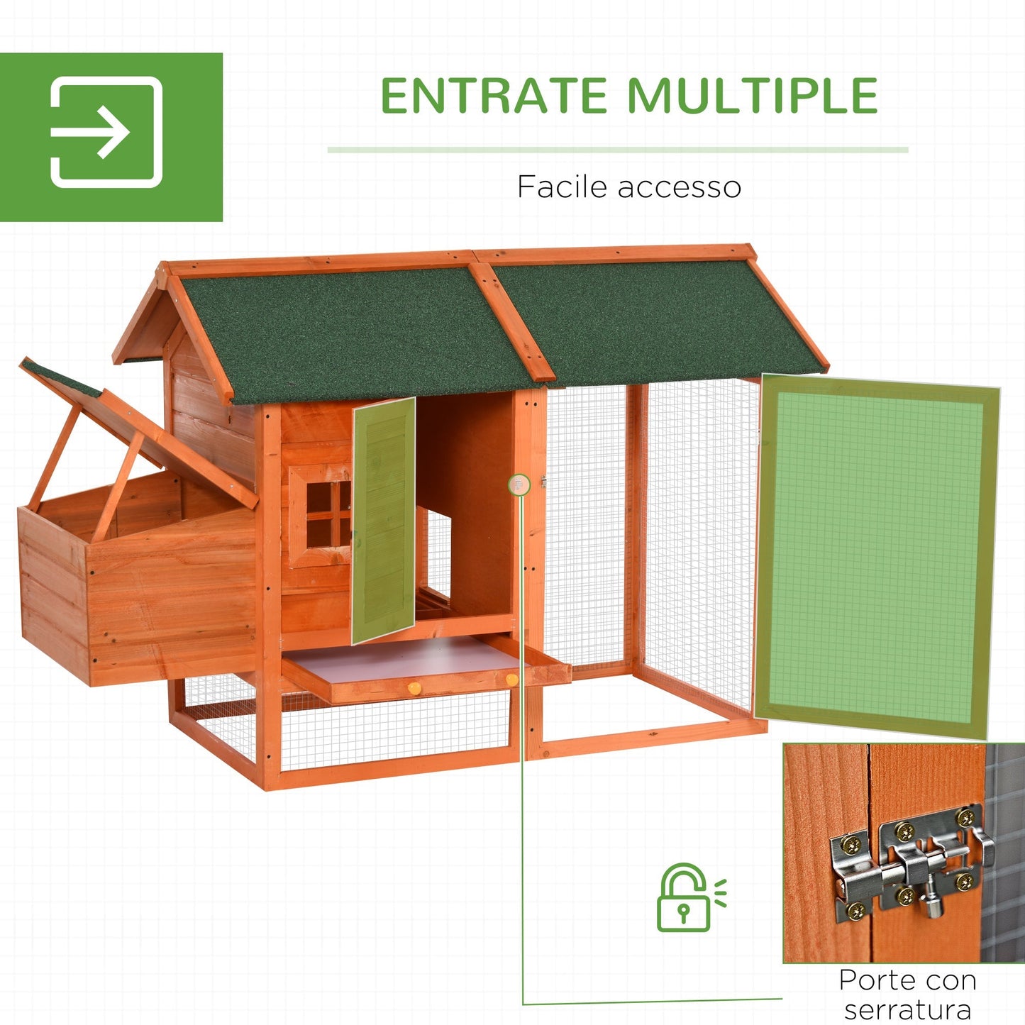 Pawhut in Prefabricated Wood chicken coop with nest for the hatching and house with removable tray - Borgè