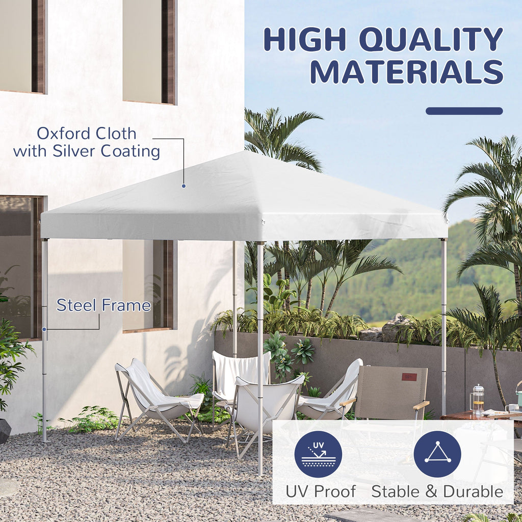 2.5 x 2.5 m Waterproof Folding Gazebo with Ropes and Pegs, Steel and Oxford Fabric, White - Borge' Group Limited