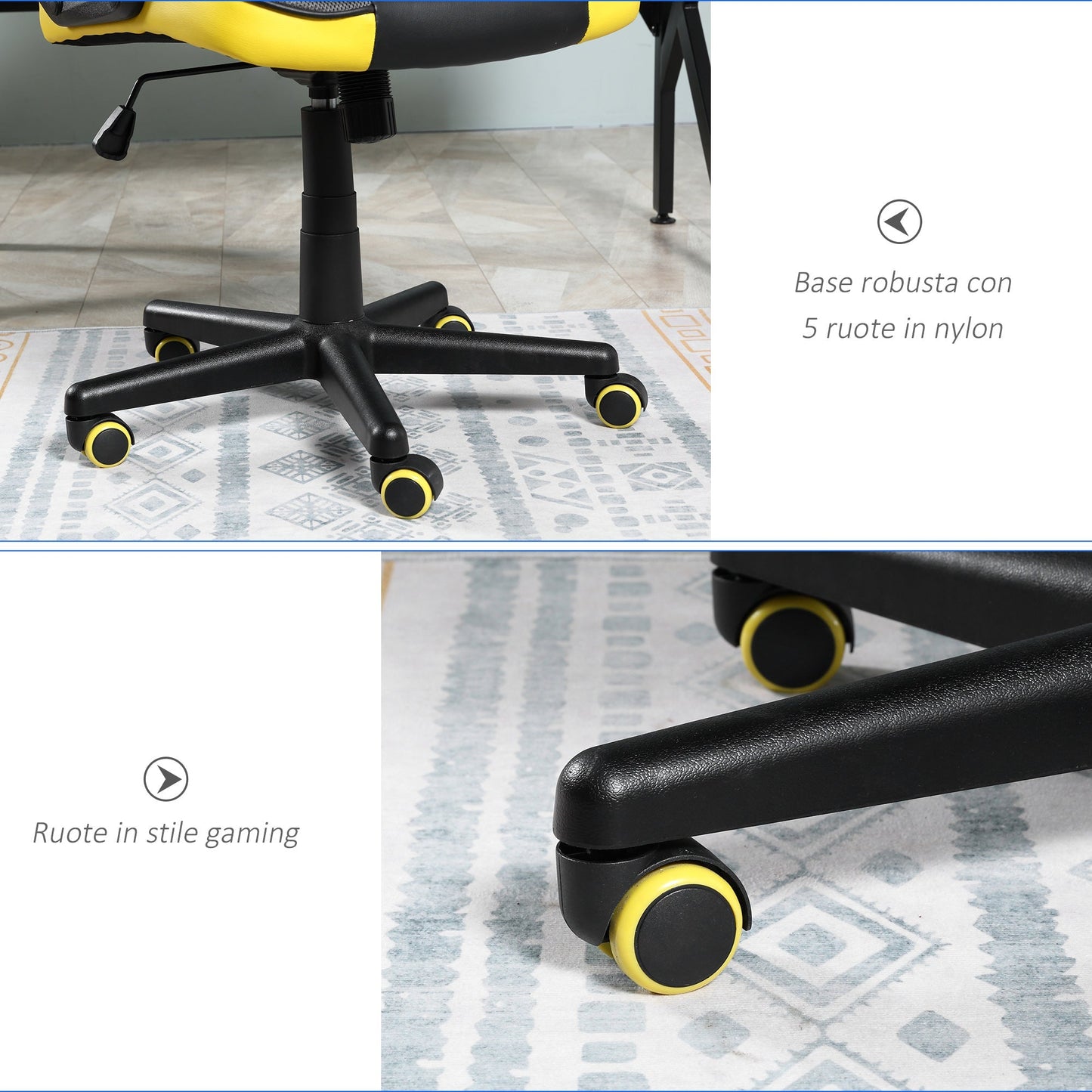 VATER GAMING CHAIR COMPANY OFFICE OFFICE WITH ROTELLE IN BLACK AND GIALLY LIKE, adjustable height - Borgè