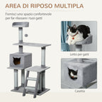 Grey Cat Tree for cats with Scratch Pole - Borge' Group Limited