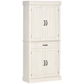 Kitchen Credenza with 2 cabinets and colonial style drawer, 80x35x180 white white - Borgè