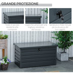 Garden Storage Bench with Key, Modern Steel Chest, Grey, 120x62x62cm - Borge' Group Limited