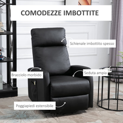 Lift Armchair With Remote Control, Backable Backable at 145 ° and black -like footrests, 67x95x105cm - Borgè