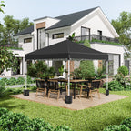 Height-Adjustable Pop Up Foldable Garden Gazebo with 2 Walls and Bag Included, 297x297x274 cm, Black - Borge' Group Limited