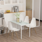 Modern Rectangular Table Metal structure and tempered glass top - white - Borgè