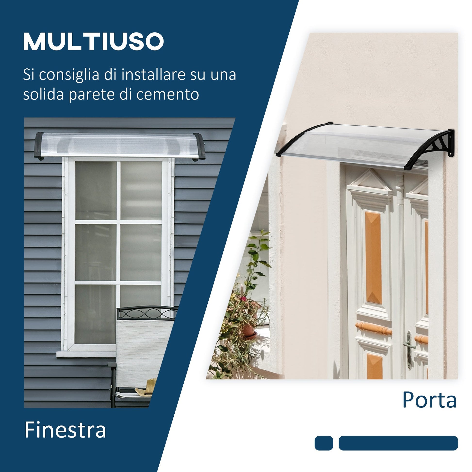 Outsunny outdoor shelter for windows and doors, in polycarbonate and aluminum, 110x60x23cm - transparent - Borgè