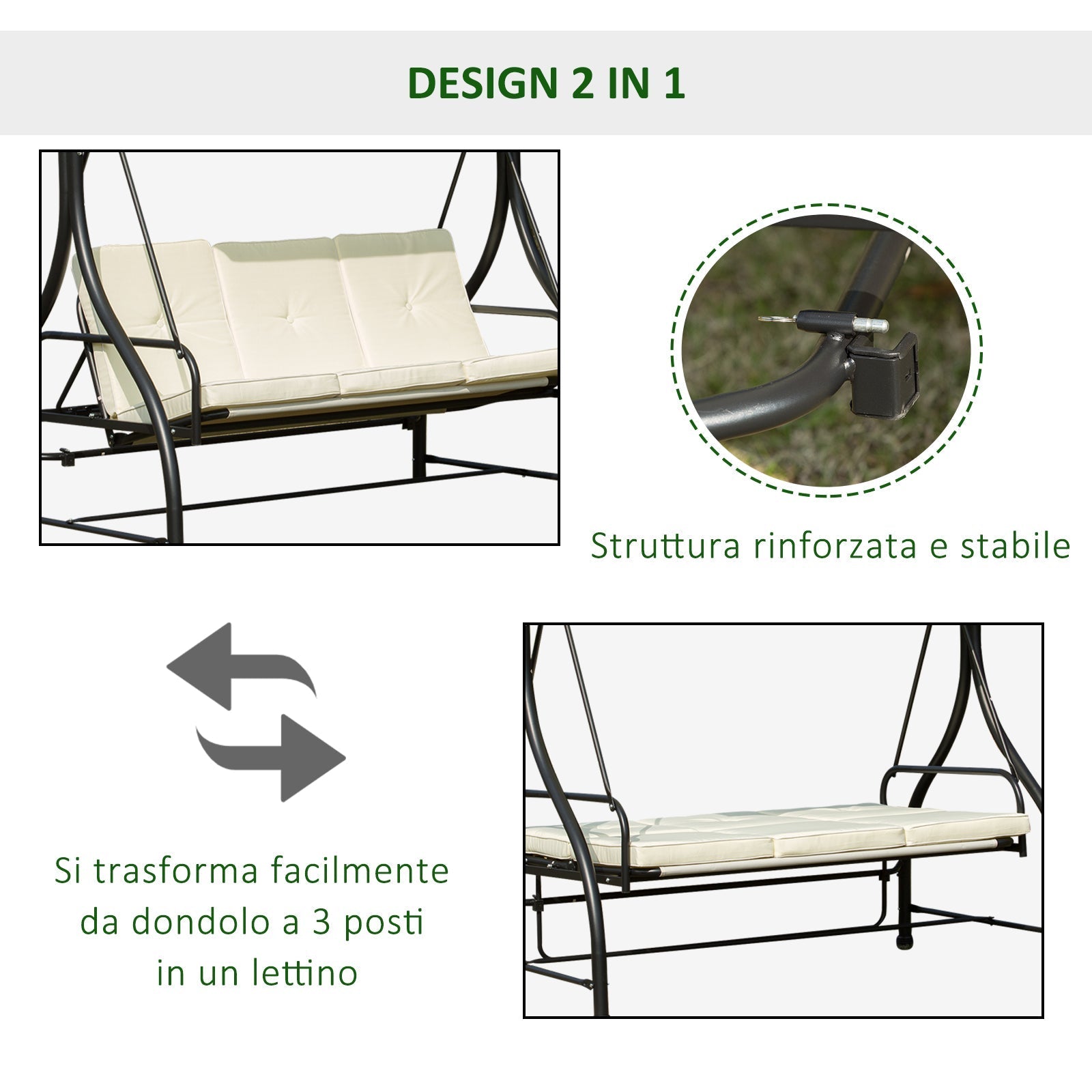 GEORGIA | 3 Seater Garden Swinger / Rocking Chair - Borgè