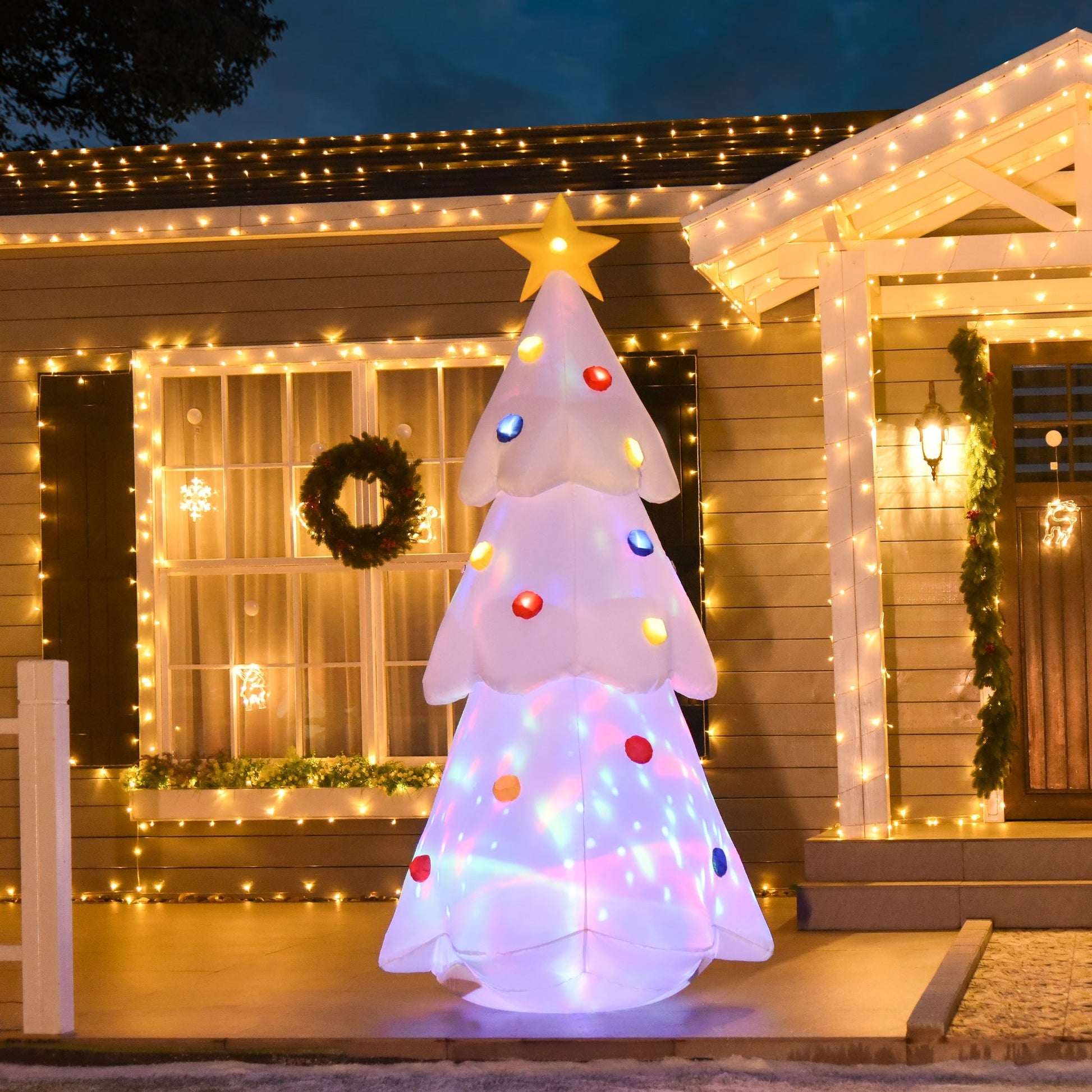 Christmas Tree Walls Giant Inflatable and Waterproof With Outdoor LED lights - White - Borgè