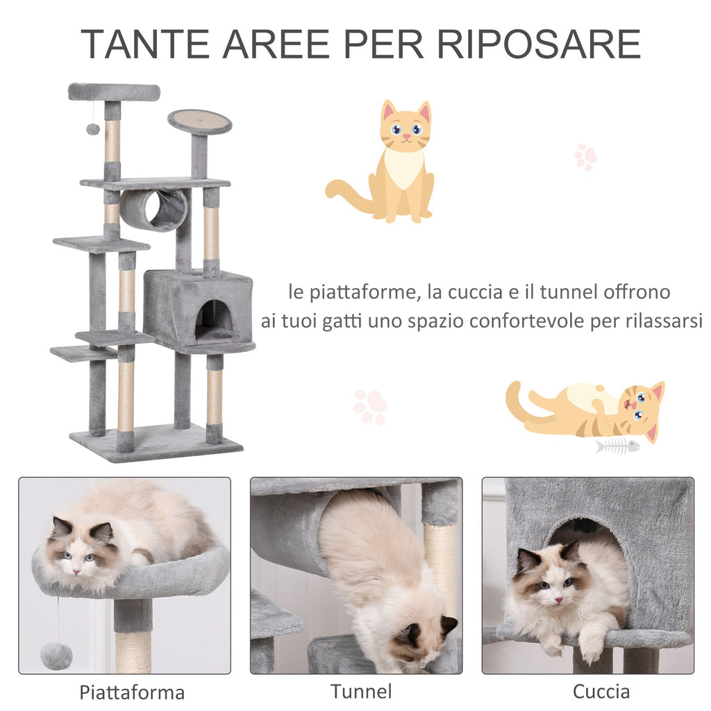 Cat Tree for cats with Scratch Pole 4.5kg Grey - Borge' Group Limited