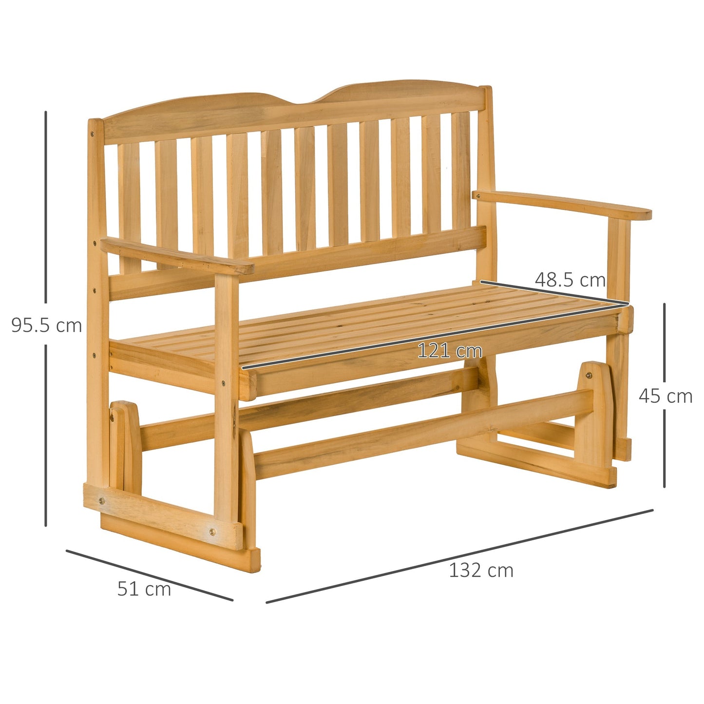 Classic Wooden 2 Seater Swinger / Rocking Bench - Borgè