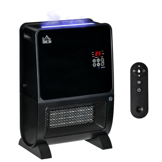 Electric Heater 2 in 1 with humidifier, 3 -colored LED light and ultraviolet, timer and remote control, 33x21x49.5cm - black