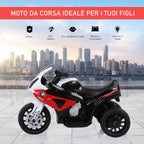 electric motorcycle for children max. 20kg with bmw license, 3 wheels, 6V rechargeable battery, red white, 66x37x44cm - Borgè