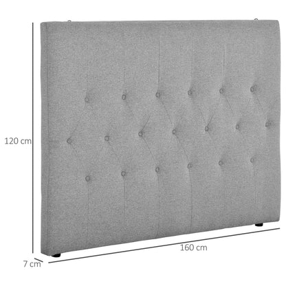 Grey Headboard with Buttons for Double Bed Size | 160x120cm