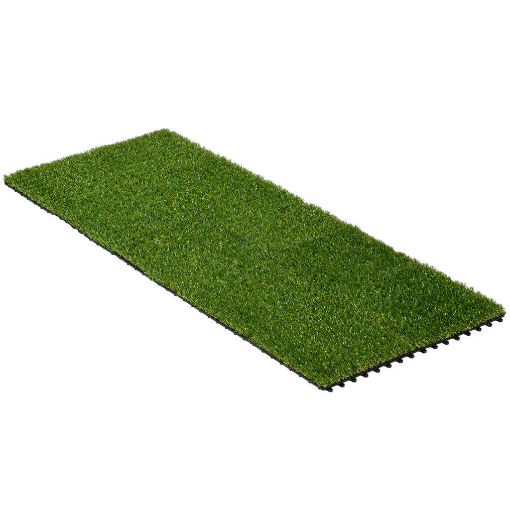 Outsunny garden tiles with synthetic grass 30x30cm 10 pieces, realistic artificial lawn, green - Borgè