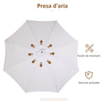 Outsunny garden umbrella with double roof, in bamboo wood and polyester, Ã˜325x250 cm, cream - Borgè
