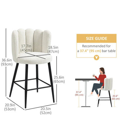 SOFTY | Ivory Set of 2 Kitchen Stools Set | 52x53x93 cm - Borgè