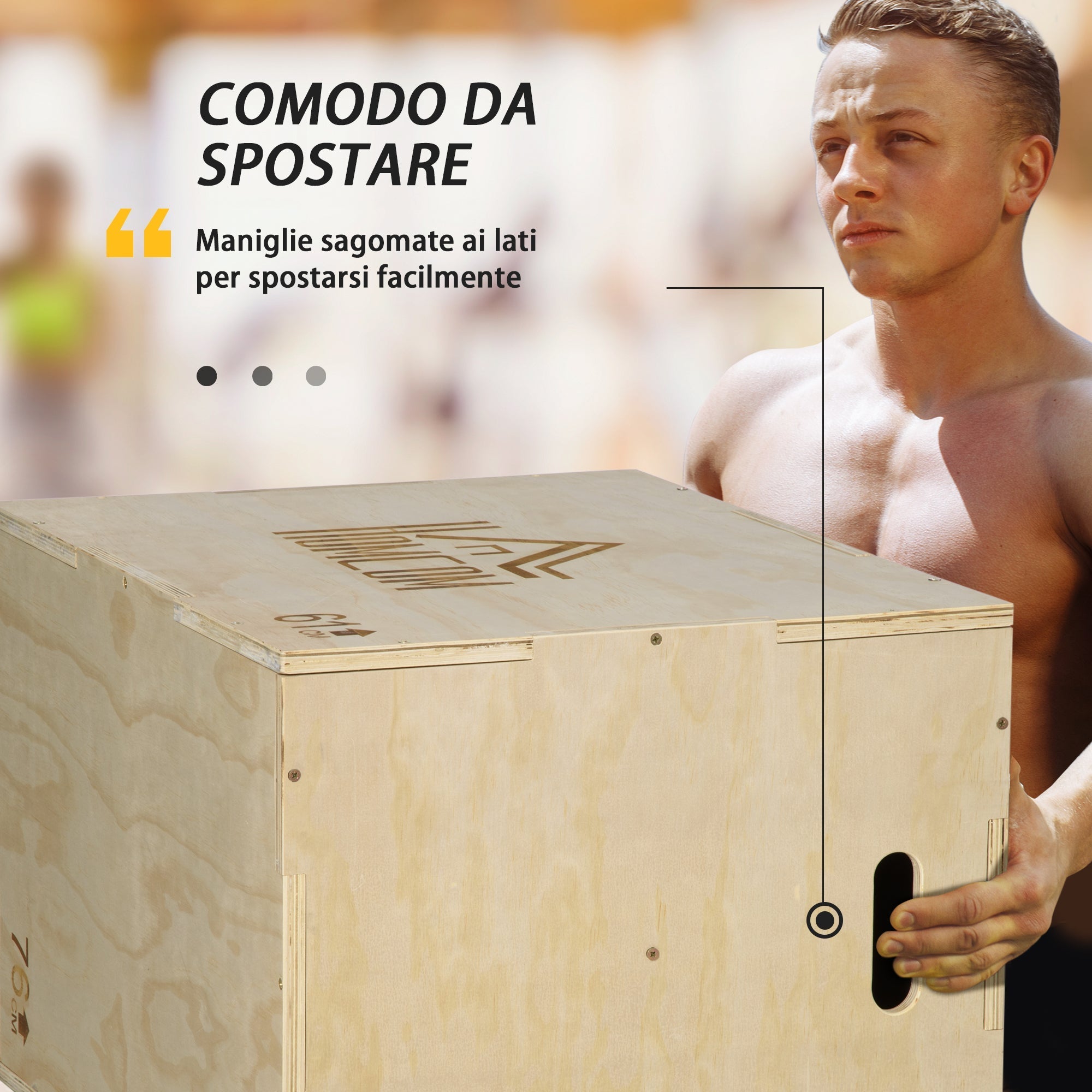 3-Height Wooden Plyo Box, Plyometric Jumping Box Capacity 120kg, 61x51x76cm - Borge' Group Limited