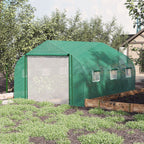 Tunnel Greenhouse with PE Cover and Steel Structure, Roll-Up Door and 6 Windows, 3.5x3x2m, Green - Borge' Group Limited