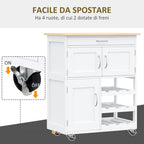 Cart Wine Kitchen Cart Wood Kitchen With Bottle holder 1 drawer and 3 Antine, 67x37x87cm - Borgè