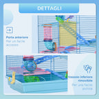 Pawhut for hamsters and 5 -storey rodents with colored pipes, wheel, small house and accessories included, blue, 47x30x59cm - Borgè