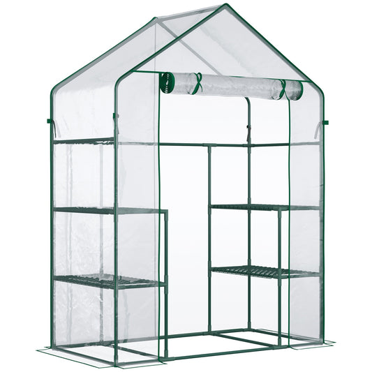 Outsunny Garden greenhouse in waterproof and anti -UV with editing accessories, 142x73x195cm - green - Borgè