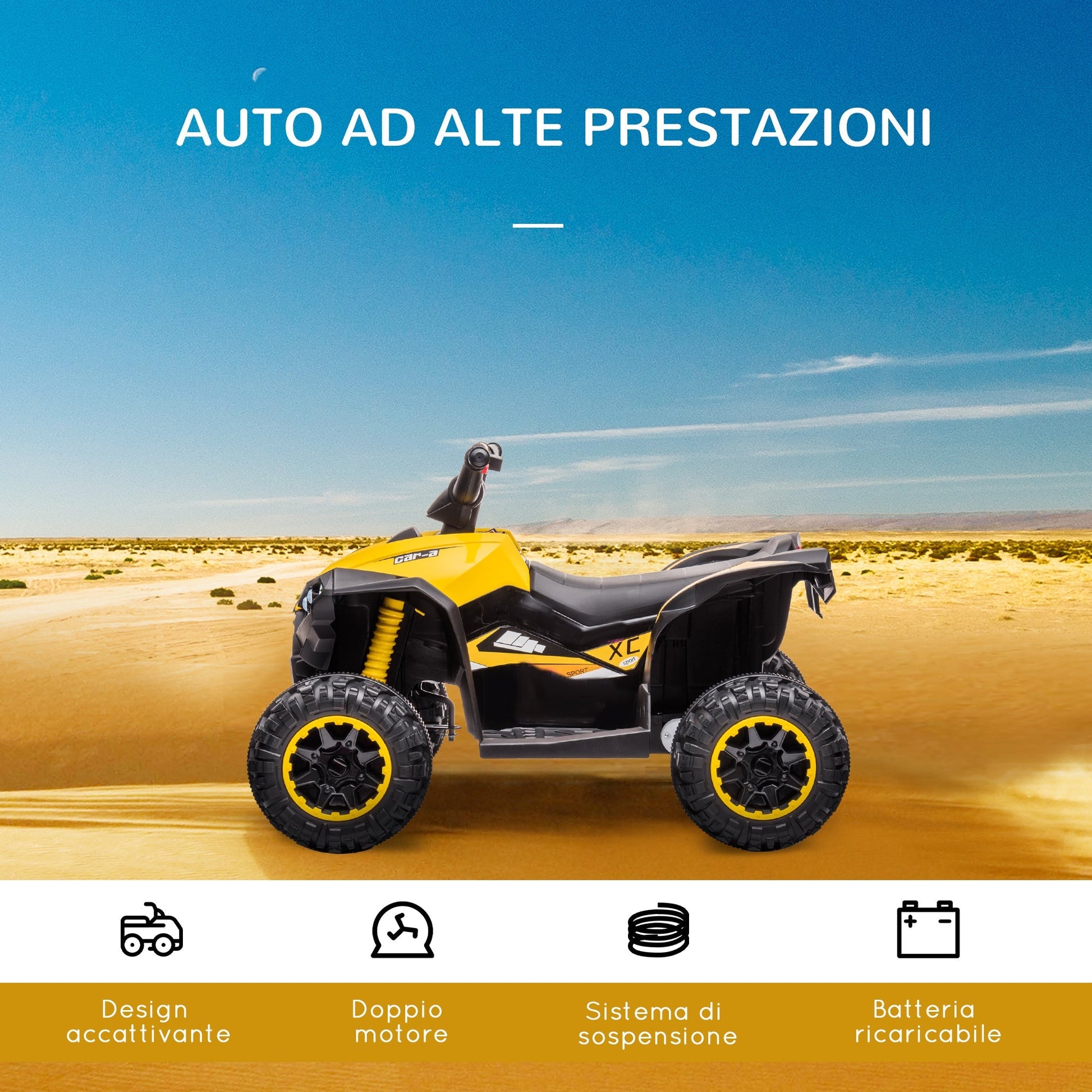 FULMINE | 12v Yellow Electric Quad Bike for Children aged 3-5yrs - Borgè