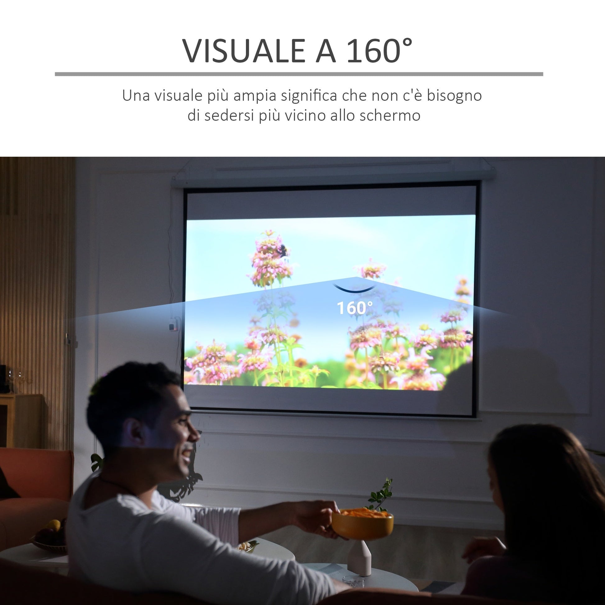 Motorized Projection Screen, 120'' White | - Borgè