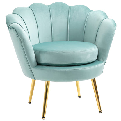 SEASHELL Design Light Green Velvet Chamber Armchair With Back | 76x67x74cm - Borgè