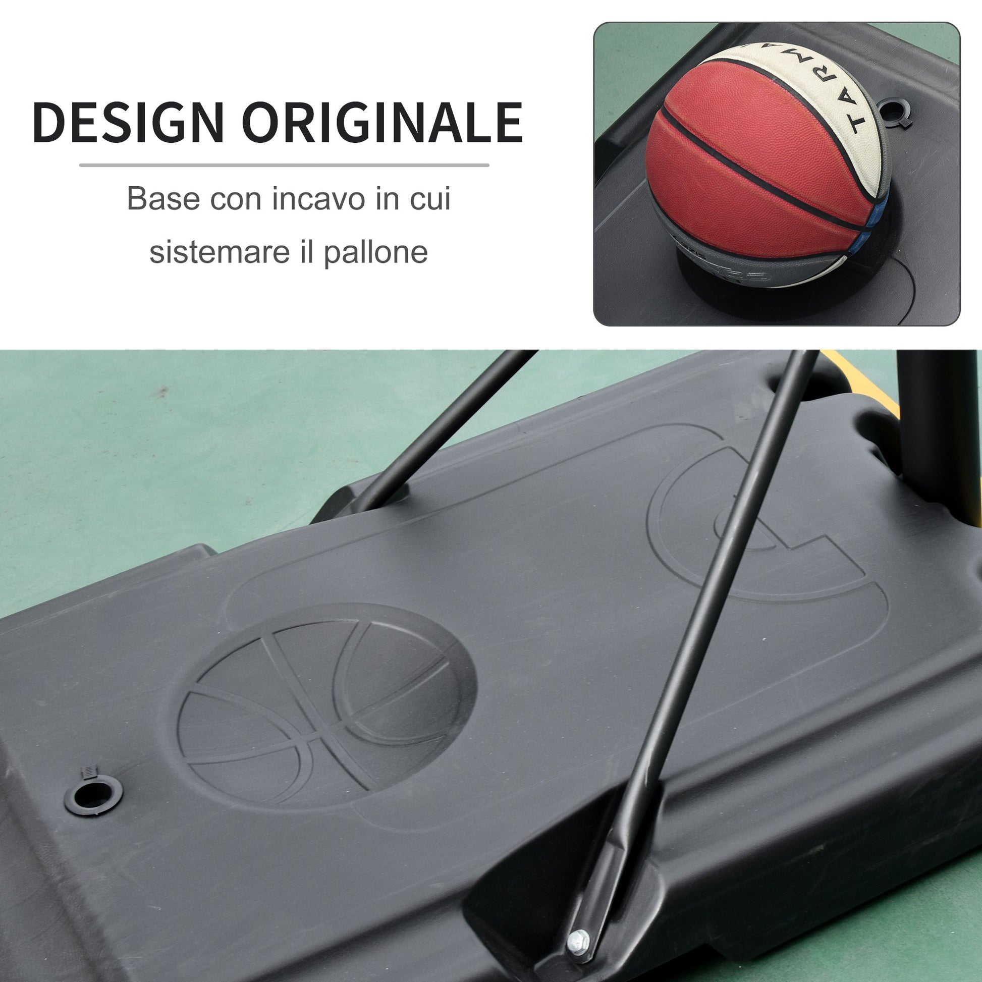 basketball basketball adjustable height 231-305cm, base with wheels and steel structure, transparent PVC scoreboard -nero - Borgè