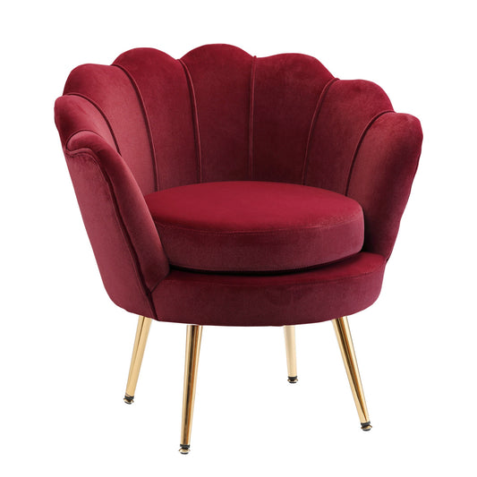 SEASHELL Design Red Velvet Chamber Armchair With Back | 76x67x74cm