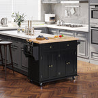 Black Kitchen Trolley with drawers 111x44.5x82.5 cm - Borgè