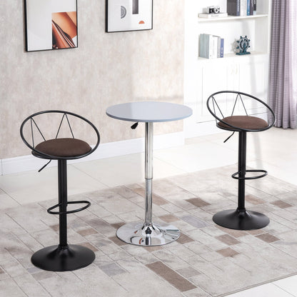 Set 2 swivel bar stools with footrests, adjustable height and padded seat, brown - Borgè