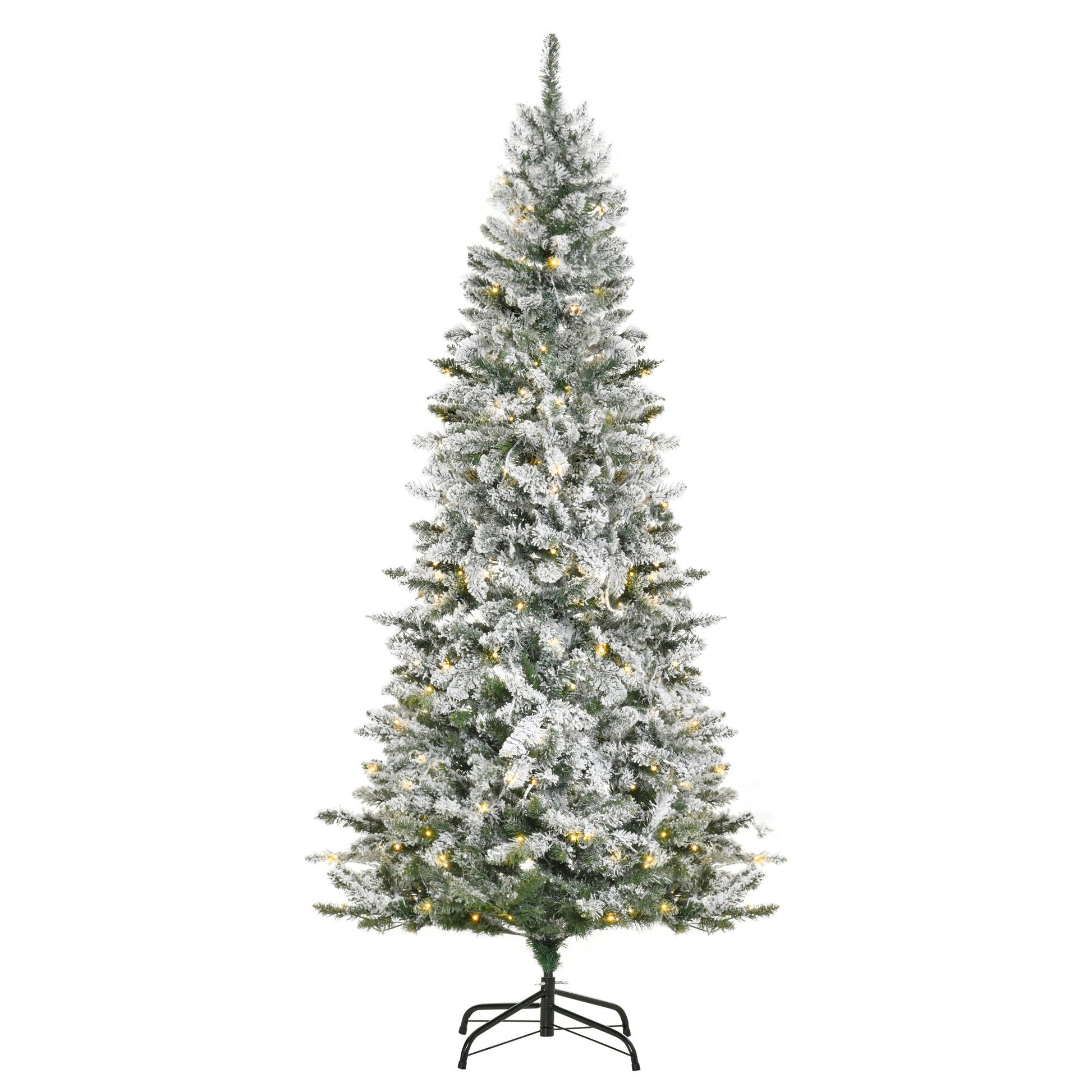 Slipped artificial Christmas tree with 250 colored LED lights, 829 branches and folding base, Ï†112x210cm - green - Borgè