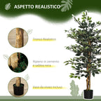 Artificial Fico plant from 130 cm to 702 leaves and 3 trunks with Ø15x12.5 cm pot, for interiors and outdoors - Borgè