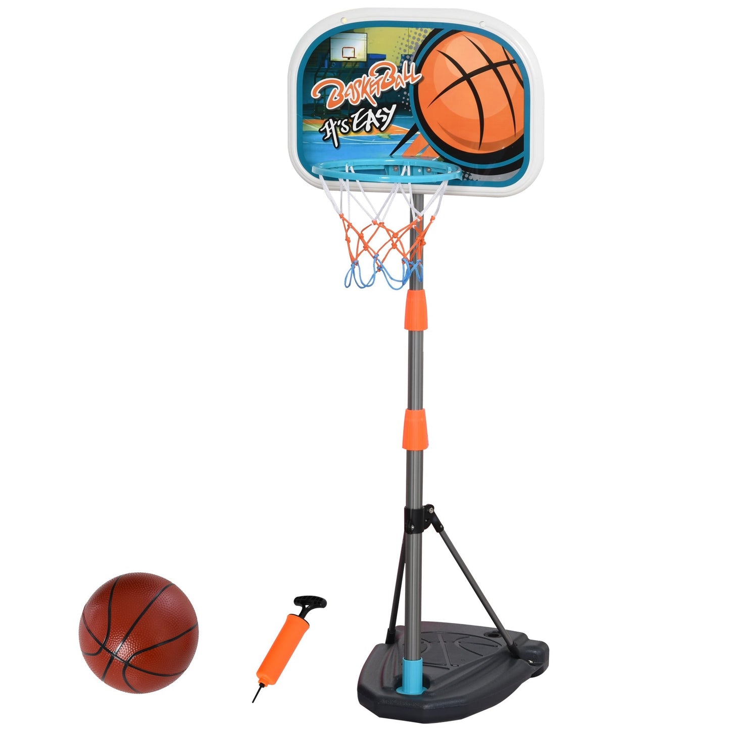 Set Canestro for children adjustable in height with ball from basketball and inflation pump included - Borgè