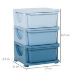 Colored plastic chest of bedroom with 3 drawers 37x37x56.5cm blue - Borgè