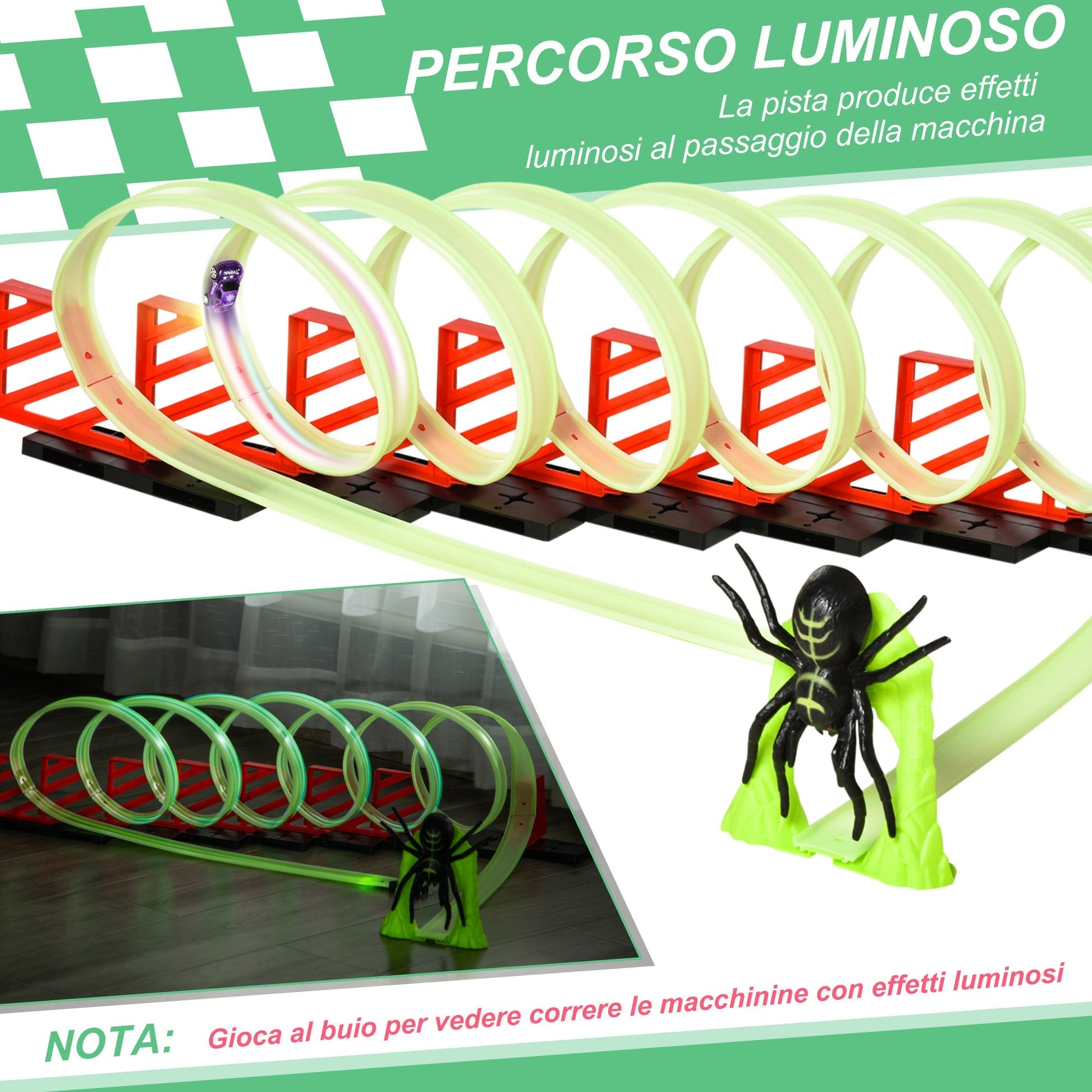 track for cars with luminous effects and car, for children for 3-6 years, 86x67x21cm - multicolor - Borgè