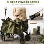 125L Folding Garden Cart with Handle and 5 Bags, 108x55x93 cm, Green - Borge' Group Limited