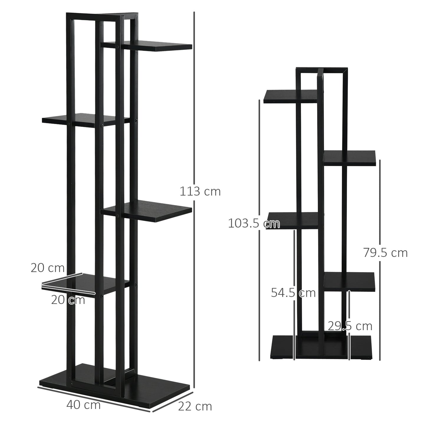 Outsunny Scaletta 5 levels for interiors and outdoors in mdf and steel, 40x22x113 cm, black - Borgè